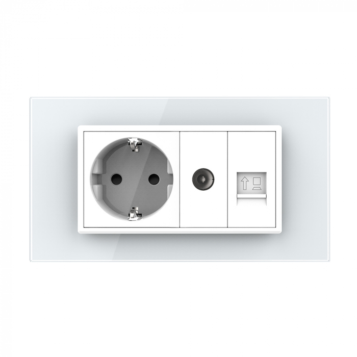 Priza Schuko dubla cu rama sticla 4 M standard italian Livolo [2]