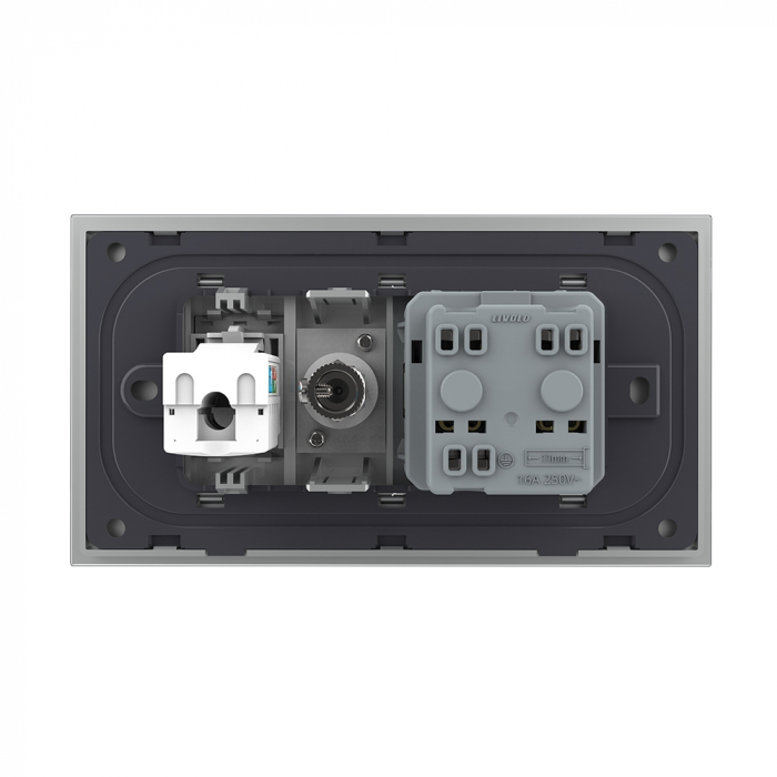 Priza Schuko dubla cu rama sticla 4 M standard italian Livolo [4]