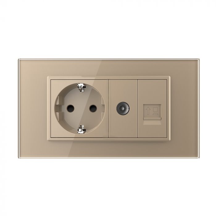 Priza Schuko dubla cu rama sticla 4 M standard italian Livolo [2]