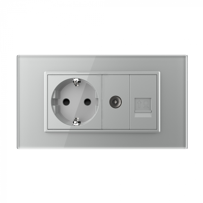 Priza Schuko dubla cu rama sticla 4 M standard italian Livolo [2]
