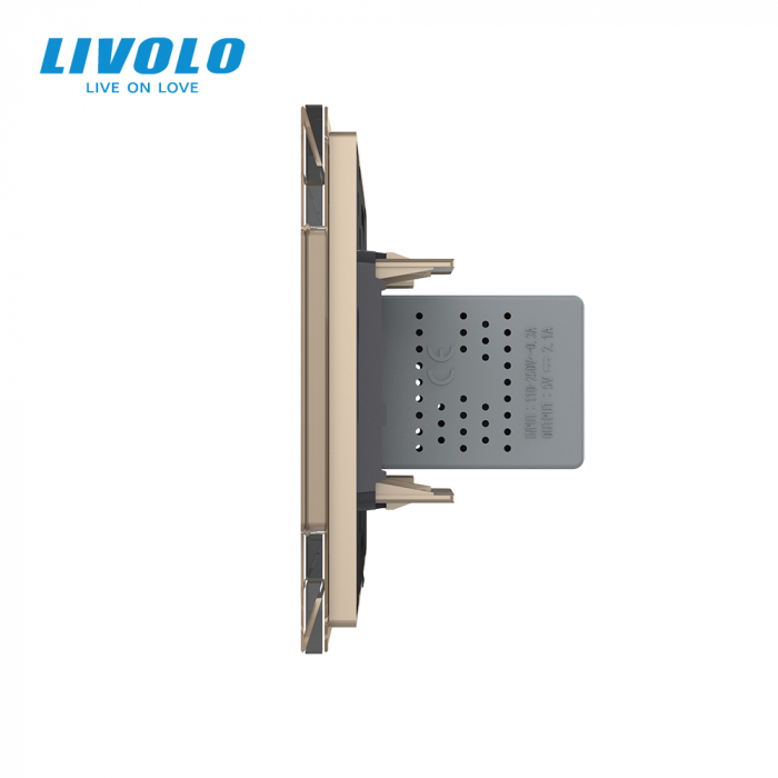 Priza simpla USB cu panou sticla Livolo [3]