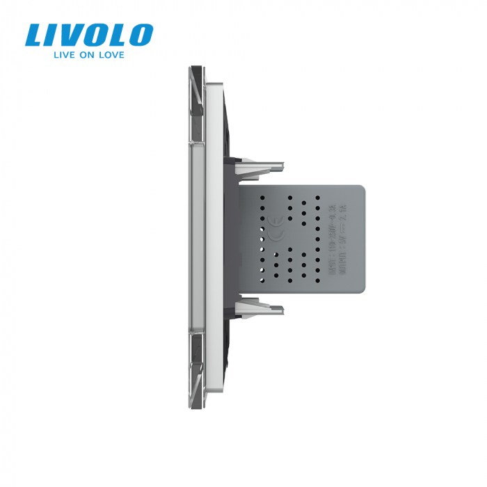 Priza simpla USB cu panou sticla Livolo [3]