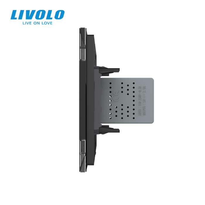 Priza simpla USB cu panou sticla Livolo [3]