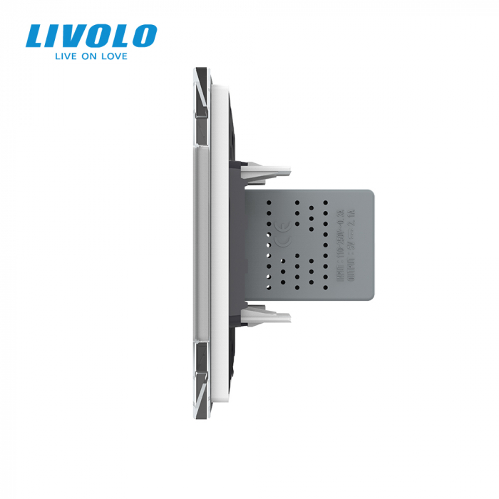 Priza simpla USB cu panou sticla Livolo [3]