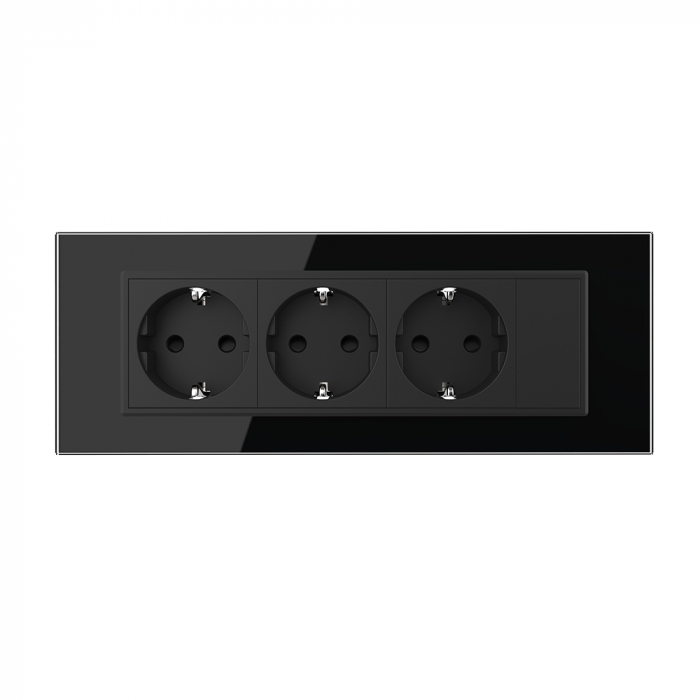 Priza tripla plus blank Livolo cu rama din sticla 6/7 module standard Italian serie noua [2]