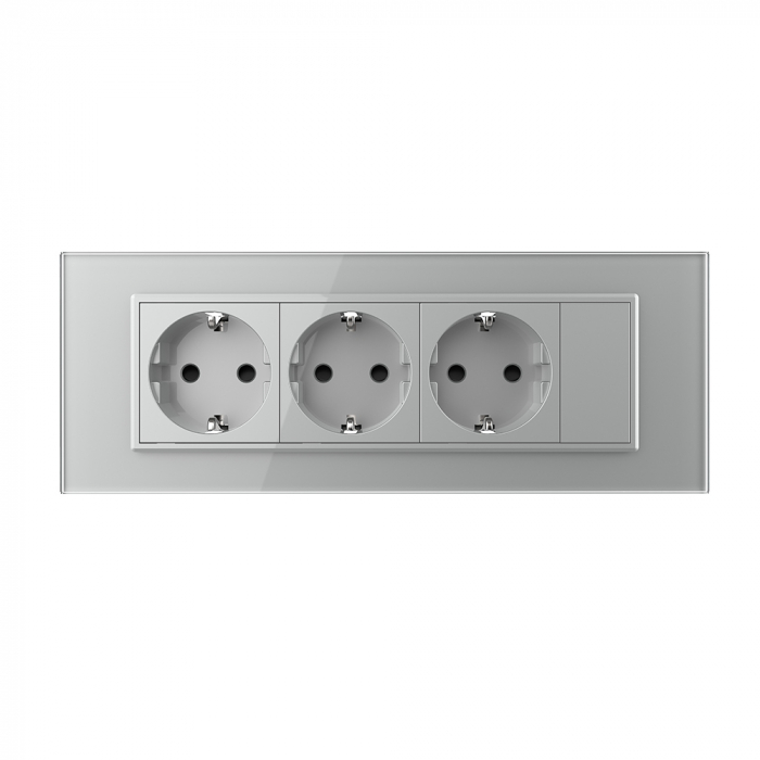 Priza tripla plus blank Livolo cu rama din sticla 6/7 module standard Italian serie noua [2]