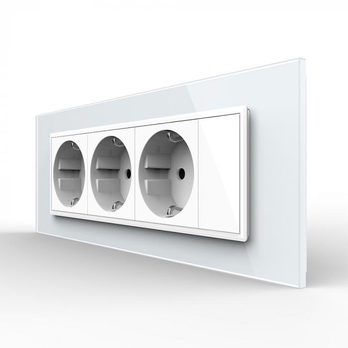 Priza tripla plus blank Livolo cu rama din sticla 6/7 module standard Italian serie noua [1]