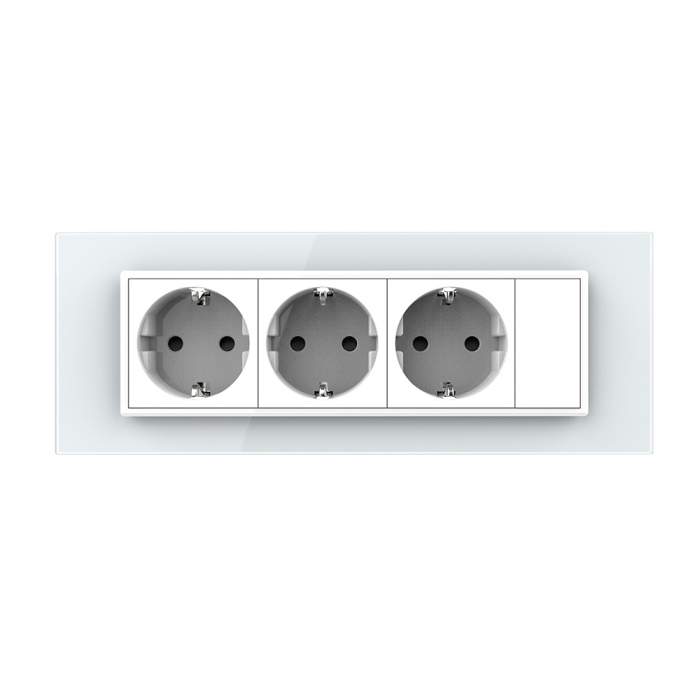 Priza tripla plus blank Livolo cu rama din sticla 6/7 module standard Italian serie noua [2]