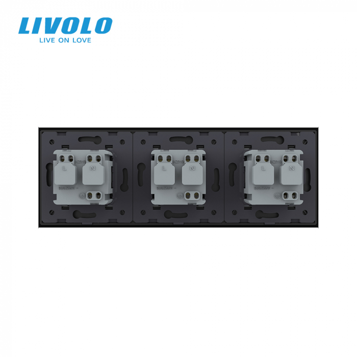 Priza tripla Schuko cu panou din sticla Crystal Livolo [4]