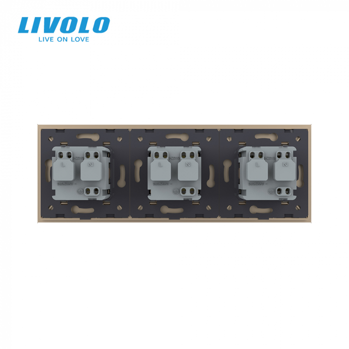 Priza tripla Schuko cu panou din sticla Crystal Livolo [4]