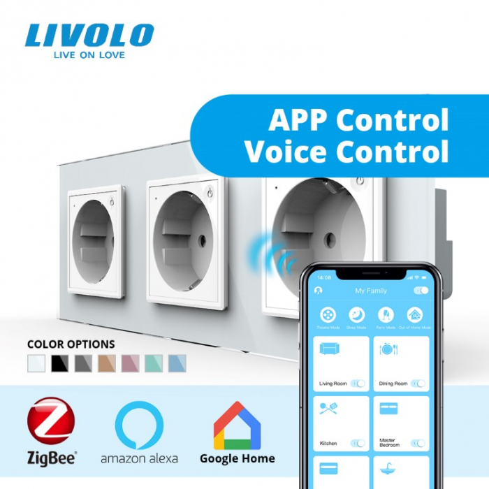 Priza tripla schuko zigbee cu control din aplicatia mobila Livolo [2]