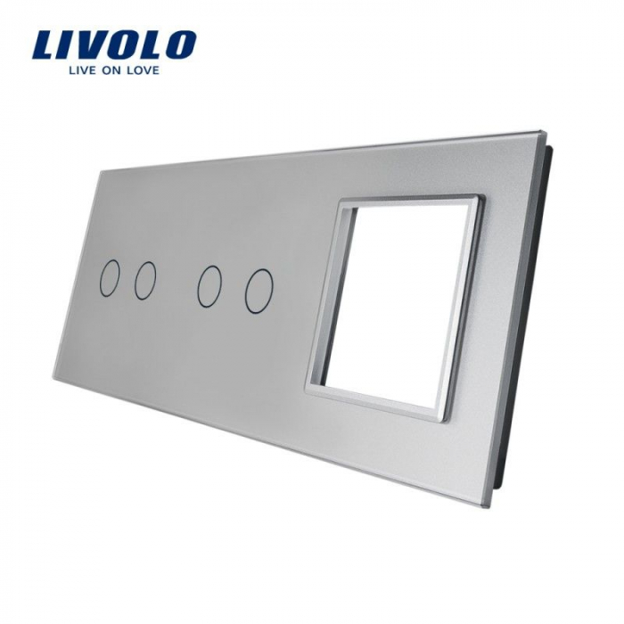 Ramă Intrerupator dublu + dublu + Priză simplă Livolo [1]