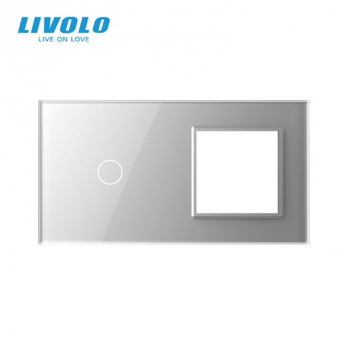 Rama din sticla pentru intrerupator cu touch simplu + priza simpla Livolo [3]
