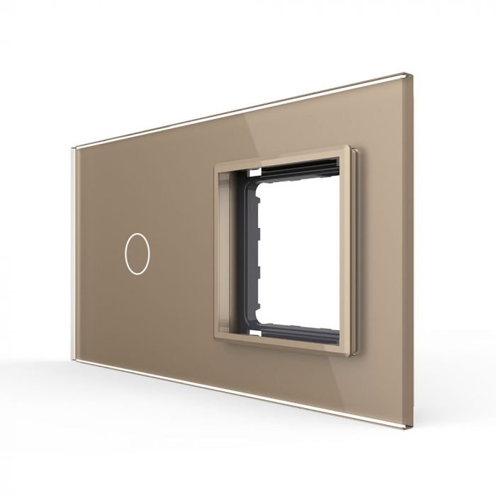 Rama din sticla pentru intrerupator cu touch simplu + priza simpla Livolo [1]