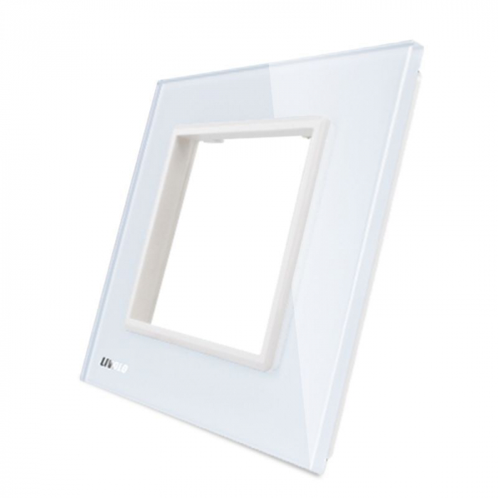 Rama din sticla pentru priza simpla+ rama metalica serie noua Livolo [1]