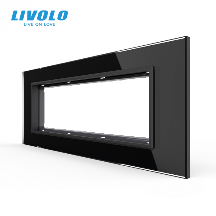 Rama din sticla Crystal 6/7 module si rama metalica Livolo, standard Italian [1]