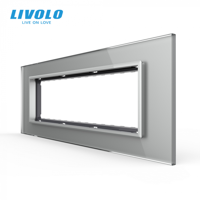Rama din sticla Crystal 6/7 module si rama metalica Livolo, standard Italian [1]