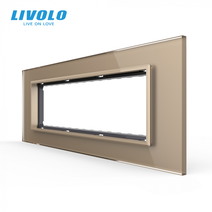 Rama din sticla Crystal 6/7 module si rama metalica Livolo, standard Italian [1]