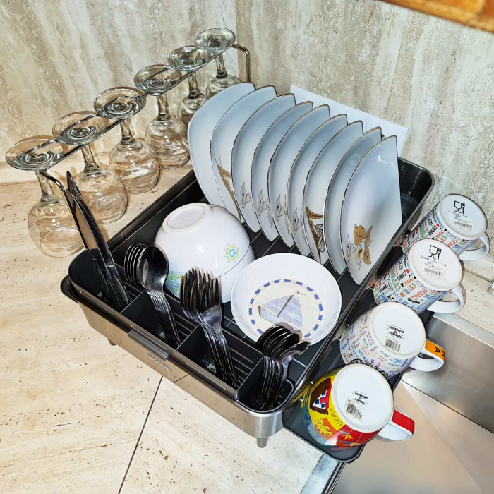 Scurgator vase/farfurii/pahare Dish Rack Large pe blat langa chiuveta din inox si ABS [13]