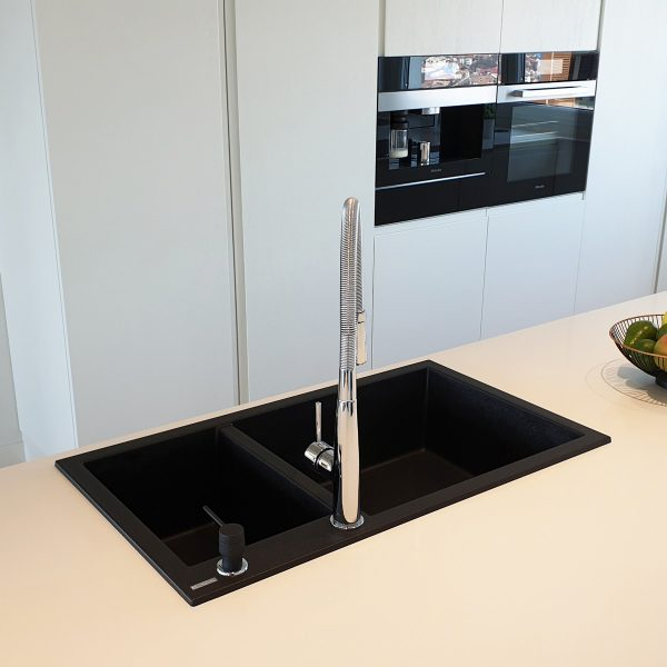 Chiuveta bucatarie granit dubla cu 2 cuve CookingAid Cube ON8620 Neagra [9]