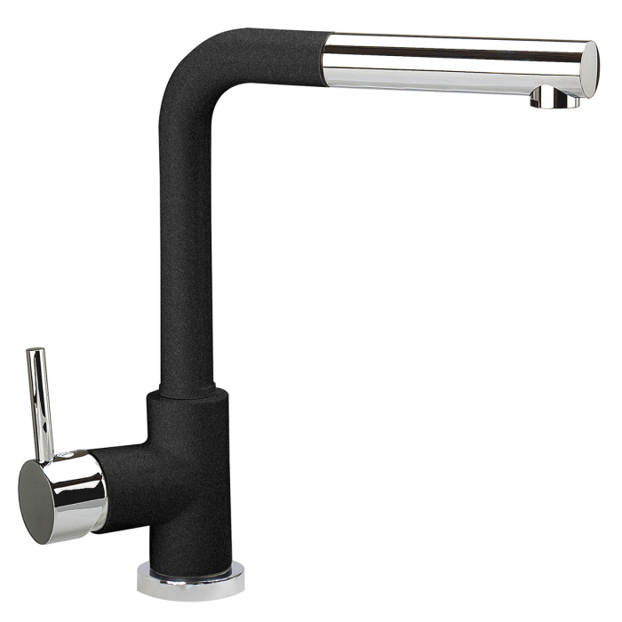 Chiuveta bucatarie granit dubla cu 2 cuve CookingAid Kinga LX8620 Neagra / Black Metal quartz + Ventil Invizibil + Baterie CookingAid Arizona + 2 Tocatoare sticla Temperizata [3]