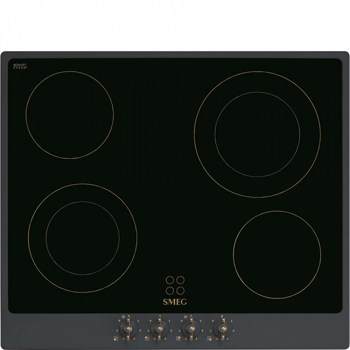 Set incorporabile Smeg Coloniale-Plita vitroceramica+Cuptor electric 5+1 functii,antracit/alama [2]