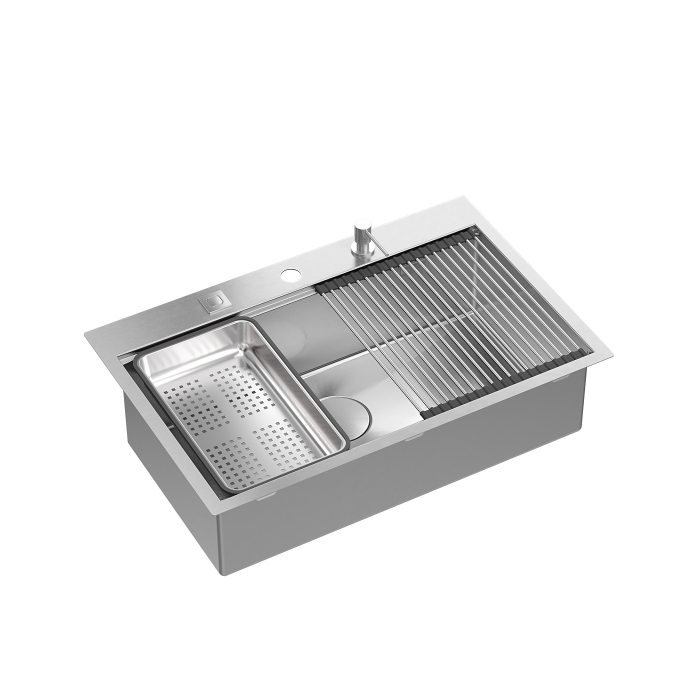 Set inox Workstations Burt 110 Quadron cu dozator+scurgator inox+gratar rulabil+tocator lemn+capac scurgere [7]