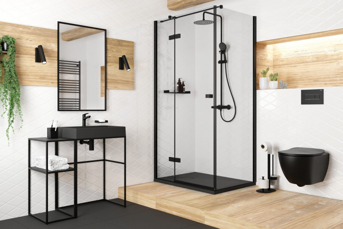 Set vas wc suspendat negru cu rezervor incastrat, capac soft close si clapeta,Deante Peonia [3]