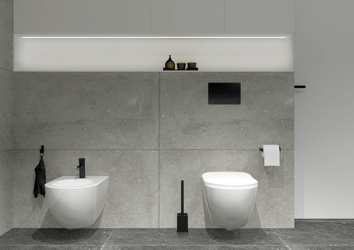 Vas bideu suspendat  din ceramica alba, Deante Peonia [2]