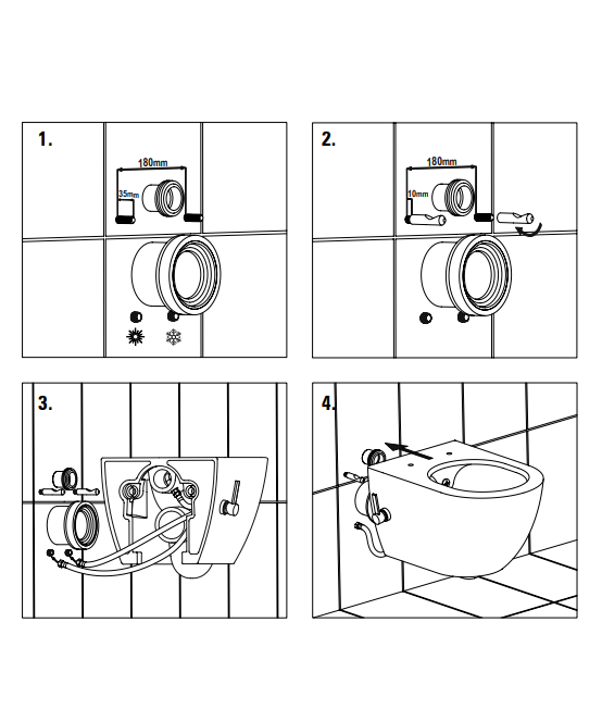Vas de WC suspendat cu funcție de bideu + baterie si capac WC,Deante, colectia Peonia [5]