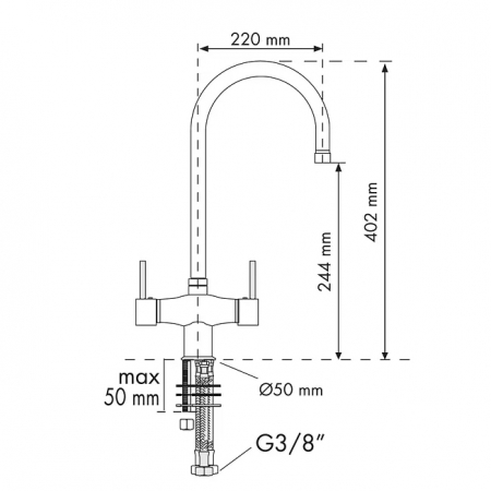 Baterie 3 cai CookingAid THREE FLOW FLO60 apa rece / calda / filtru apa [5]