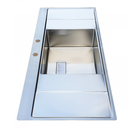 Chiuveta bucatarie inox CookingAid XERON B50 reversibila cu ventil scurgere dreptunghiular automat si accesorii montaj [3]