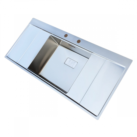 Chiuveta bucatarie inox CookingAid XERON B50 reversibila cu ventil scurgere dreptunghiular automat si accesorii montaj [4]