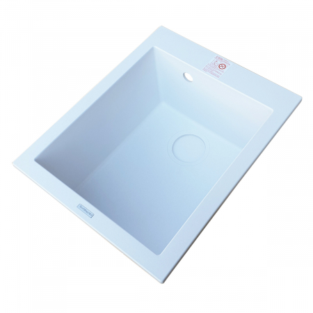 Chiuveta bucatarie granit CookingAid Cube ON4110 Alba / Polar White + accesorii montaj [5]