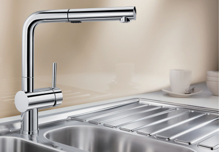Chiuvete si baterii bucatarie - Baterie chiuveta inox bucatarie Blanco LINUS-S Vario cu dus extensibil