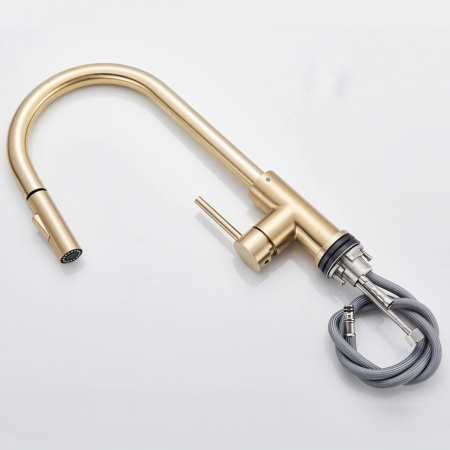 Baterie CookingAid GOLDEN TAP auriu cu furtun dus retractabil / extractibil + buton interschimbabil jet/dus si finisaj mat [4]
