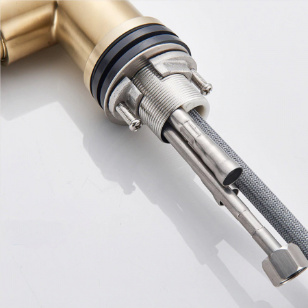 Baterie CookingAid GOLDEN TAP auriu cu furtun dus retractabil / extractibil + buton interschimbabil jet/dus si finisaj mat [8]