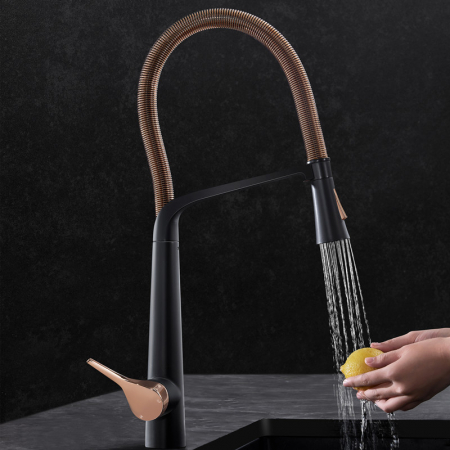 Baterie CookingAid Newmix Black/Golden Rose Copper cu finisaj negru/auriu roze, furtun dus detasabil/extractibi [2]