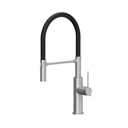 Baterii inox bucatarie - Baterie de bucătărie Gemma QLINE Quadron cu dus extensibil finisaj otel