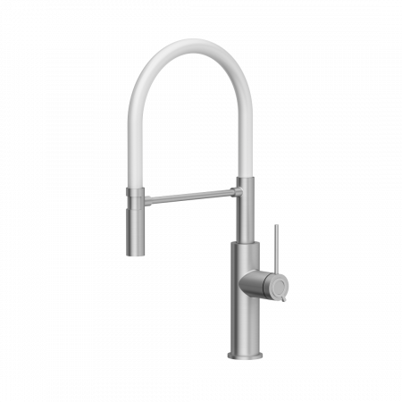 Baterii inox bucatarie - Baterie de bucătărie Gemma QLINE Quadron cu dus extensibil finisaj otel