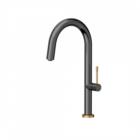 Baterii inox bucatarie - Baterie de bucătărie Quadron HALEY T LINE finisaj metal grafit /PVD cupru sau auriu