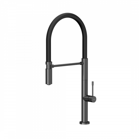 Baterii inox bucatarie - Baterie de bucătărie Quadron MARGOT T LINE cu funcție de duș finisaj metal grafit /PVD cupru sau auriu