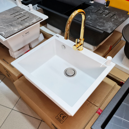 Baterie Indiana Gold cu furtun dus retractabil / extractibil si finisaj Golden Auriu-CookingAid [2]