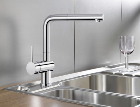Baterie inox bucatarie Blanco LINUS S, maneta stanga, dus extensibil [2]