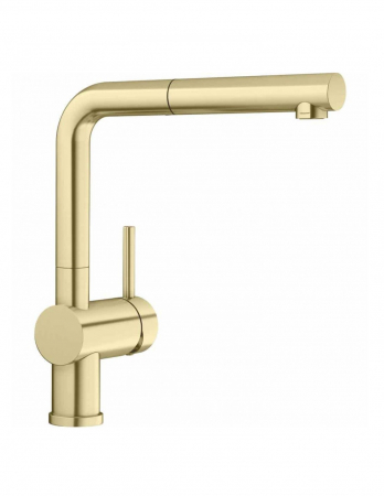 Baterii inox bucatarie - Baterie inox bucatarie Blanco LINUS-S cu dus extensibil-satin gold