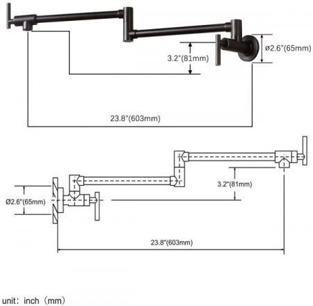 Baterie Pot Filler pentru umplut oale pe aragaz finisaj negru periat [5]