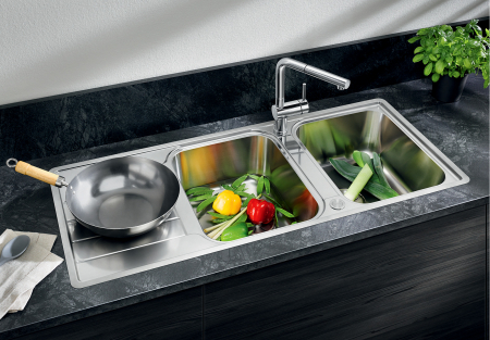 Chiuvete si baterii bucatarie - BLANCO CLASSIMO 8-IF reversibila, finisaj inox periat si excentric 