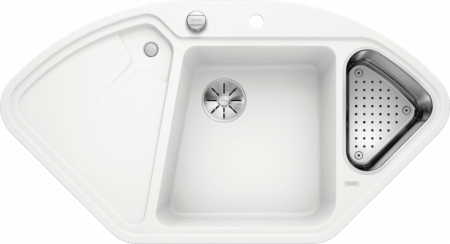 Chiuvete si baterii bucatarie - BLANCO DELTA II SILGRANIT InFino cu accesoriu inox si cu excentric
