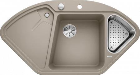 Chiuvete si baterii bucatarie - BLANCO DELTA II SILGRANIT InFino cu accesoriu inox si cu excentric