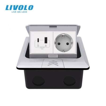 Carcasa Livolo pentru prize incorporabile in pardoseala, 4M, Gri [2]